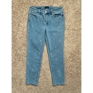 TALBOTS I Slim Ankle Light Wash Jeans I Size 4 Petite I Palm Tree Embroidery